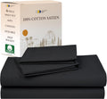 Full Size Cotton Sateen Sheets - Deep Pocket 4-Piece Set Dark Grey