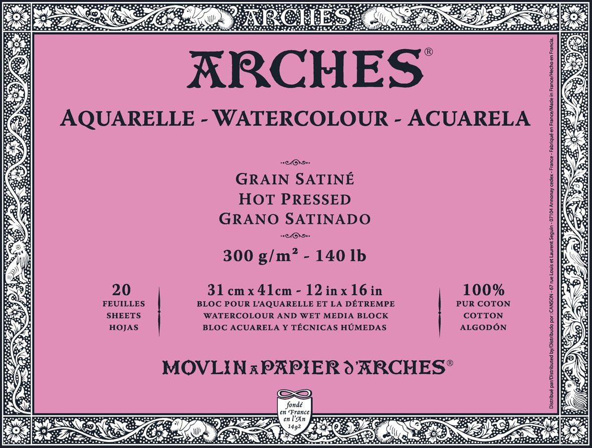 Arches Watercolor Block Hot Press 12inX16in for Artists