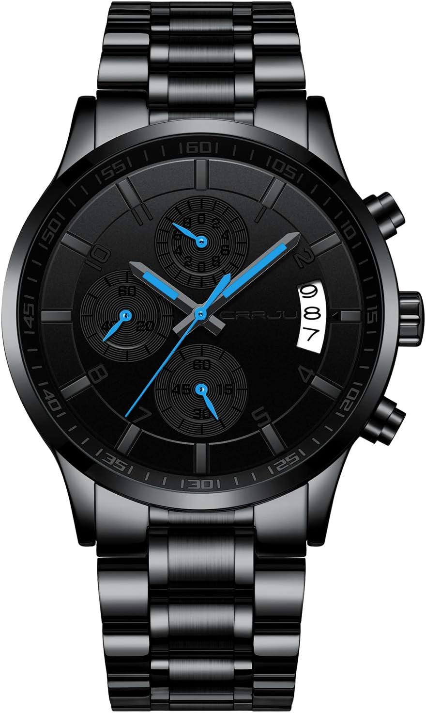 CRRJU Men's Fashion Stainless Steel Waterproof Chronograph Watch