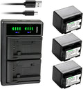 Kastar 3-Pack Battery and USB Charger Replacement for Canon BP-708