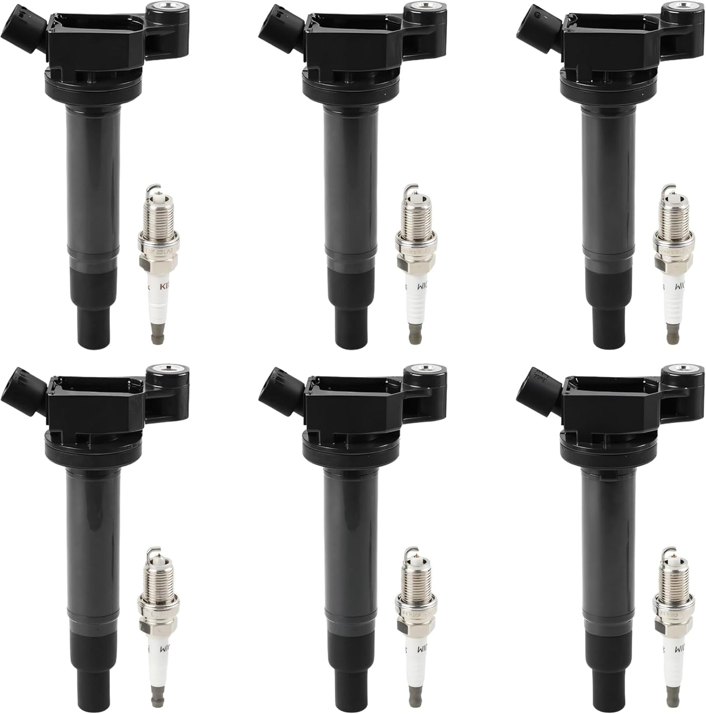 6PCS UF267 Ignition Coils and AGSP33C Spark Plugs Set