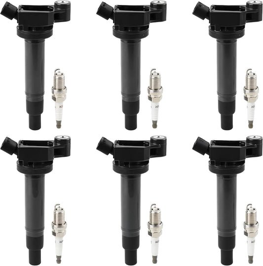 6PCS UF267 Ignition Coils and AGSP33C Spark Plugs Set