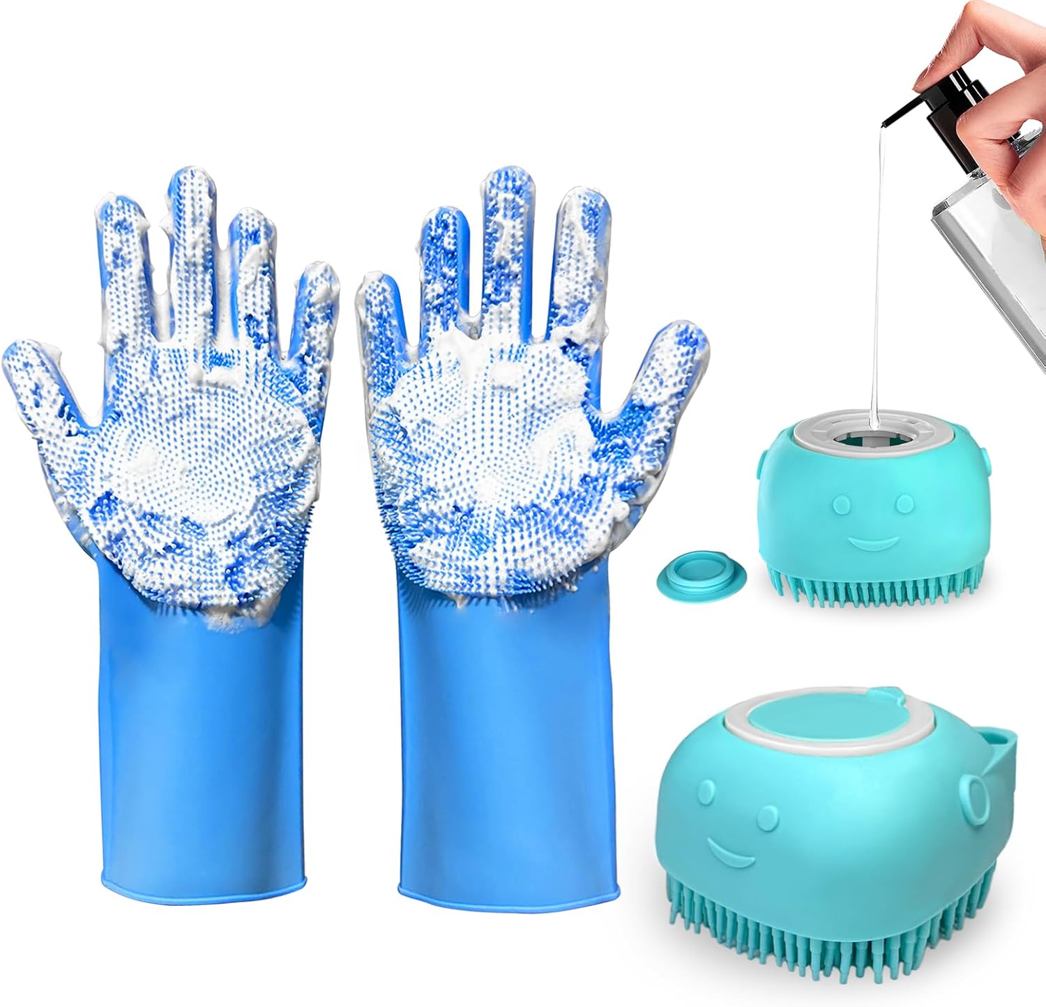 Pet Bath Set: Dog Cleaning Gloves & Brush
