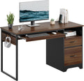 Industrial Wood Desk with Storage & Keyboard Tray