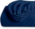 Twin XL Fleece Fitted Sheet - Dark Blue Extra Plush, Deep Pocket