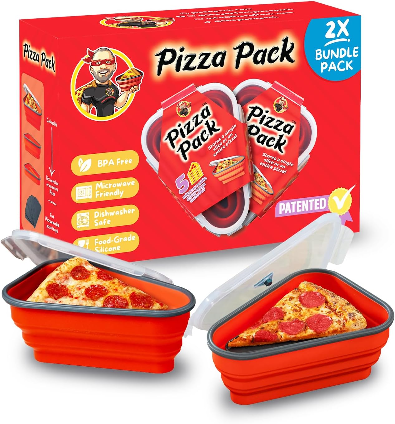 Reusable Pizza Storage with 5 Microwavable Trays - BPA-Free