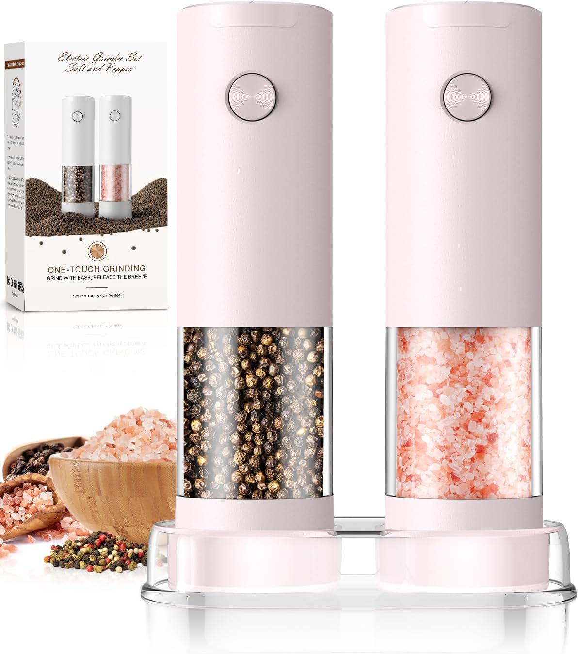 Salt and Pepper Grinder Set with LED Light for Effortless Seasoning