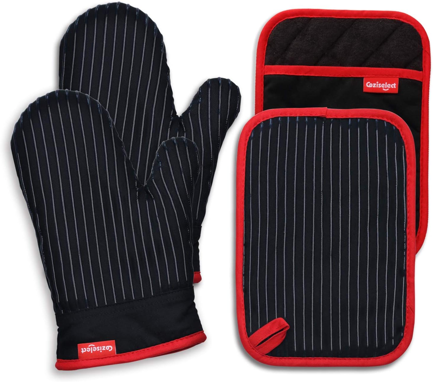 Heat Resistant Silicon Gloves, Pure Cotton Oven Mitt Set