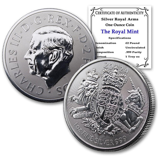 2024 1 oz Silver British Royal Arms Coin Brilliant Uncirculated