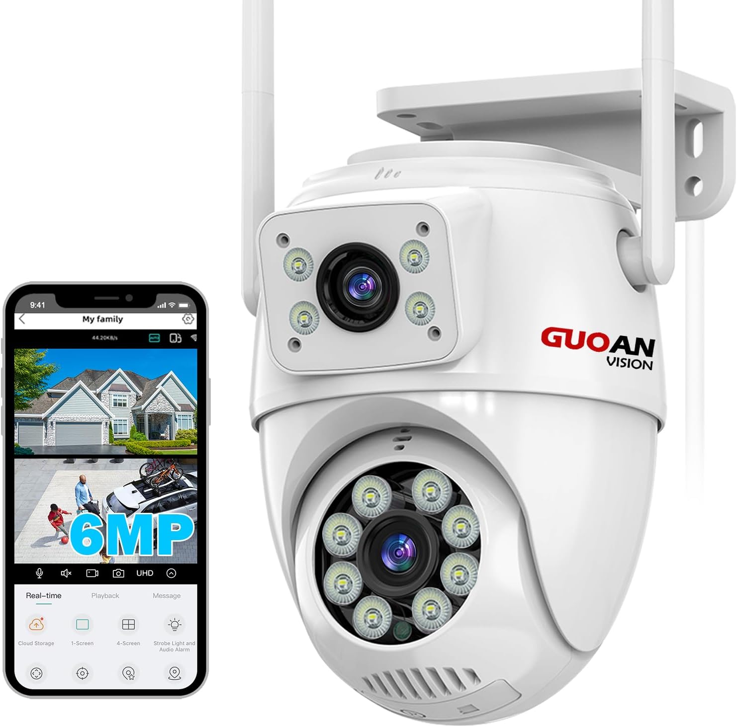 GUOANVISION 360 Outdoor Security Cam - Human Detection, Night Vision