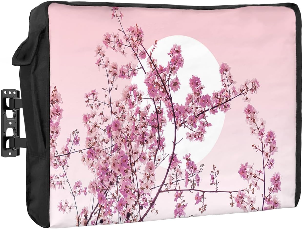 Outdoor TV Cover with Pink Cherry Blossoms for 60-65 in TVs