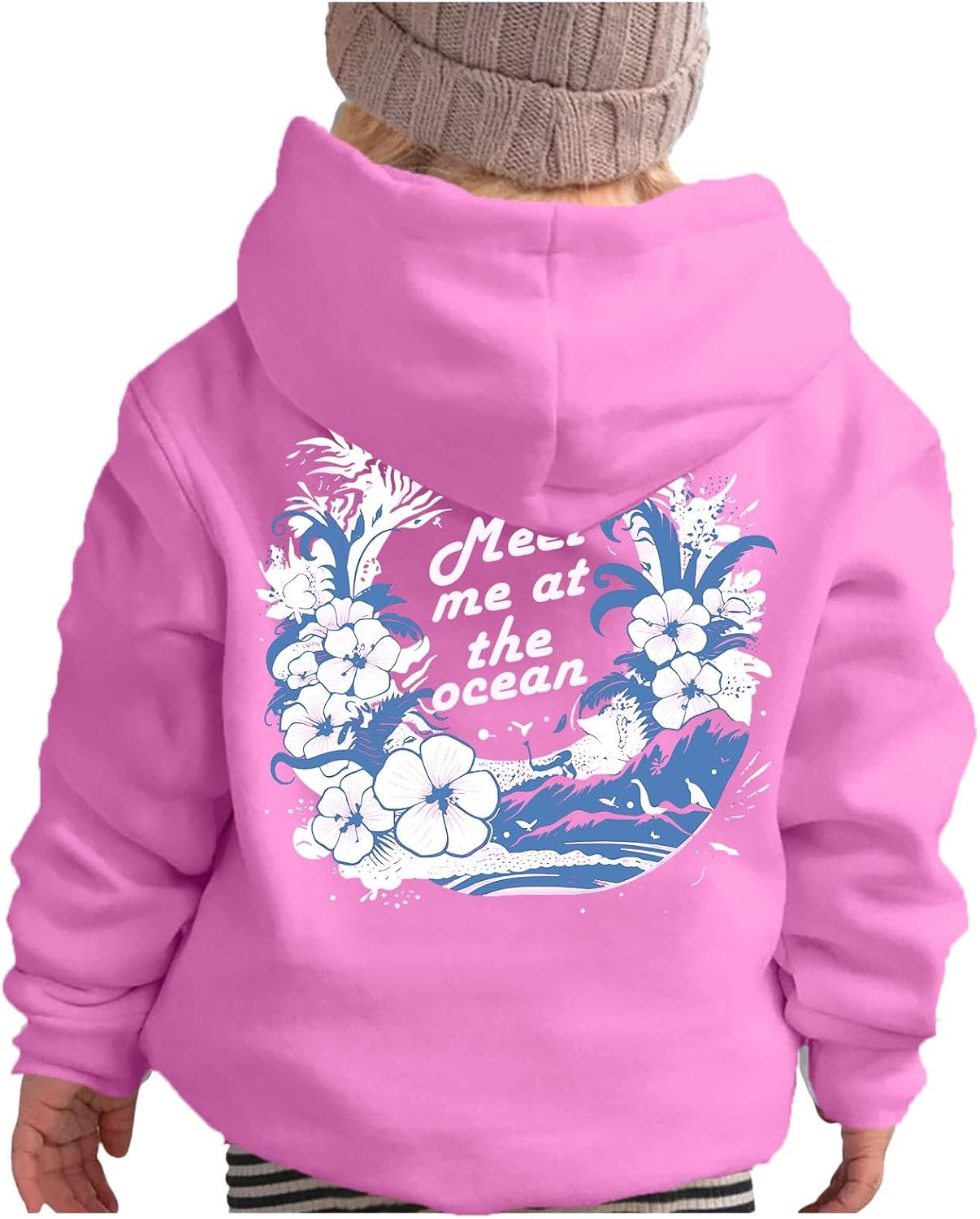 Ocean-Inspired Pink Pom Hoodie for Stylish Kids