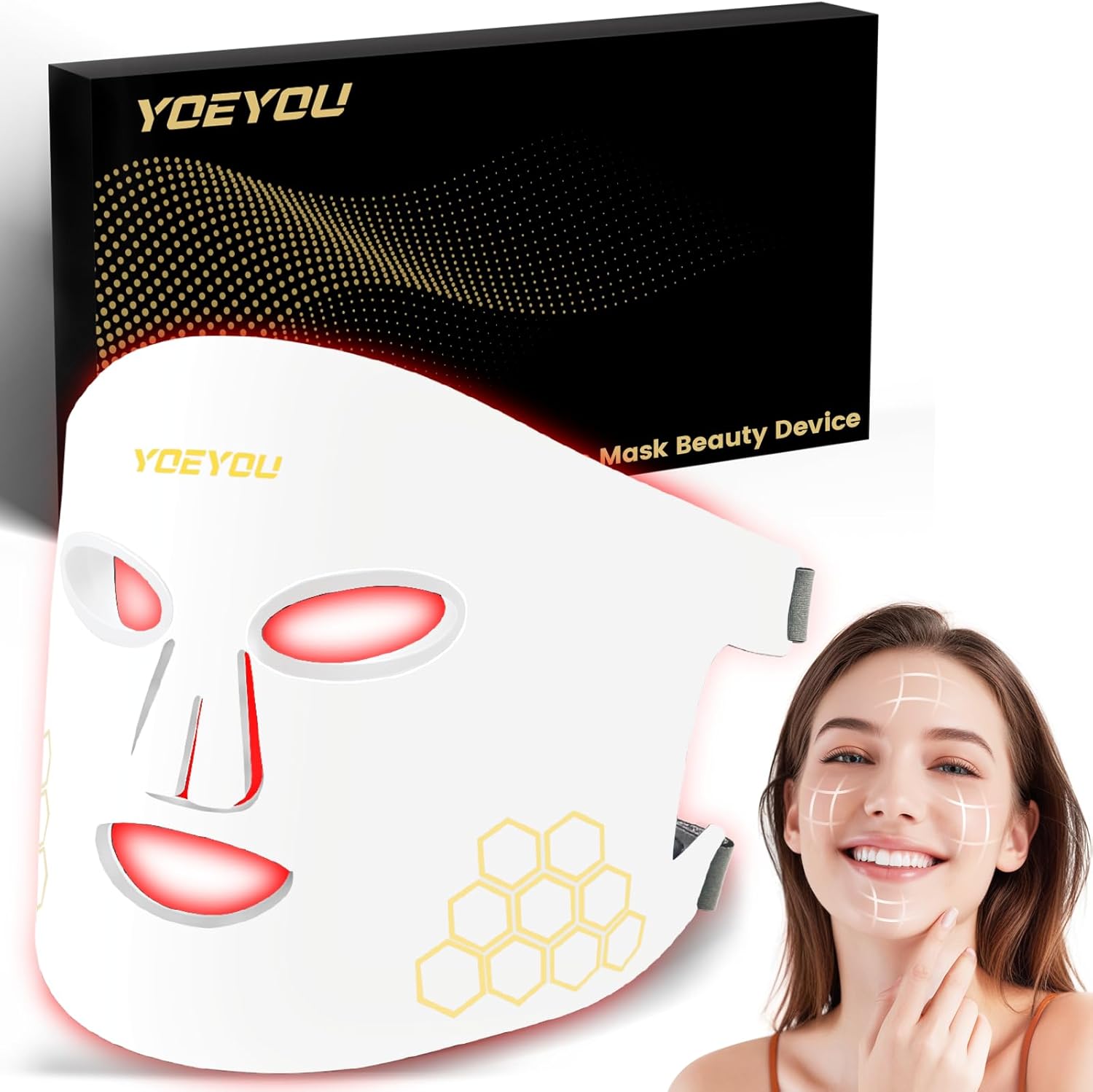 Red Light Therapy for Face with 4 Light Waves for Rejuvenation