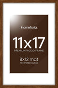 11x17 Brown Picture Frame with Mat - Dark Oak Wood Frame