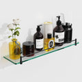 Glass Bathroom Shelves for Wall 20-in Black Floating Glass Shelf