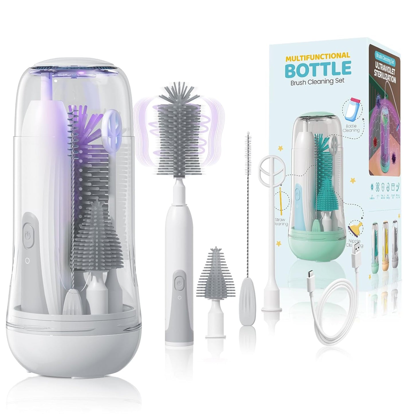 Rechargeable Electric Baby Bottle Brush Set - Efficient Cleaning!
