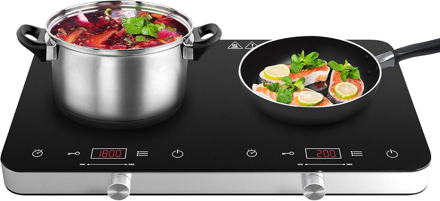 Double Induction Cooktop Burner with 10 Temperature Settings