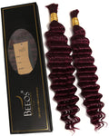 BEEOS #99J Burgundy Boho Human Hair Deep Wave Full End Braiding 16 in