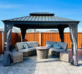 Domi 10 ft x 12 ft Hardtop Gazebo - Durable Double Roof Shelter