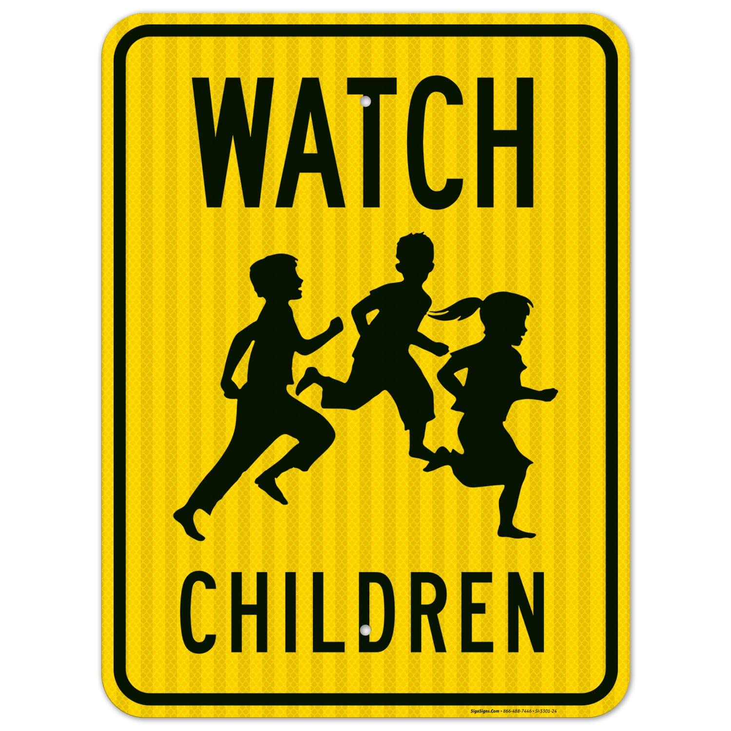 Watch Children Sign - 18x24 Inches Reflective Aluminum Sign