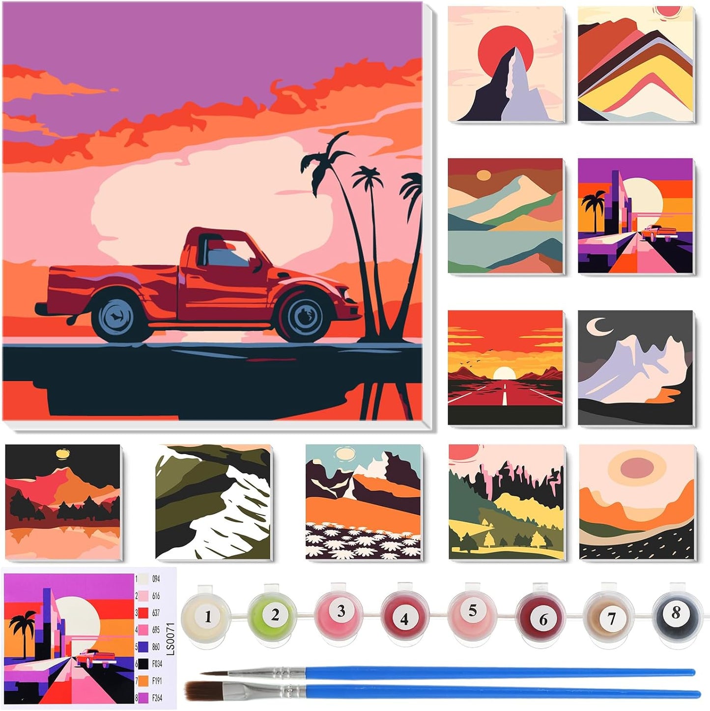 Nezyo 12 Sets Paint by Numbers Kit for Adult Beginners Fun