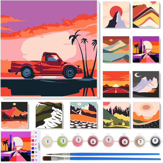 Nezyo 12 Sets Paint by Numbers Kit for Adult Beginners Fun