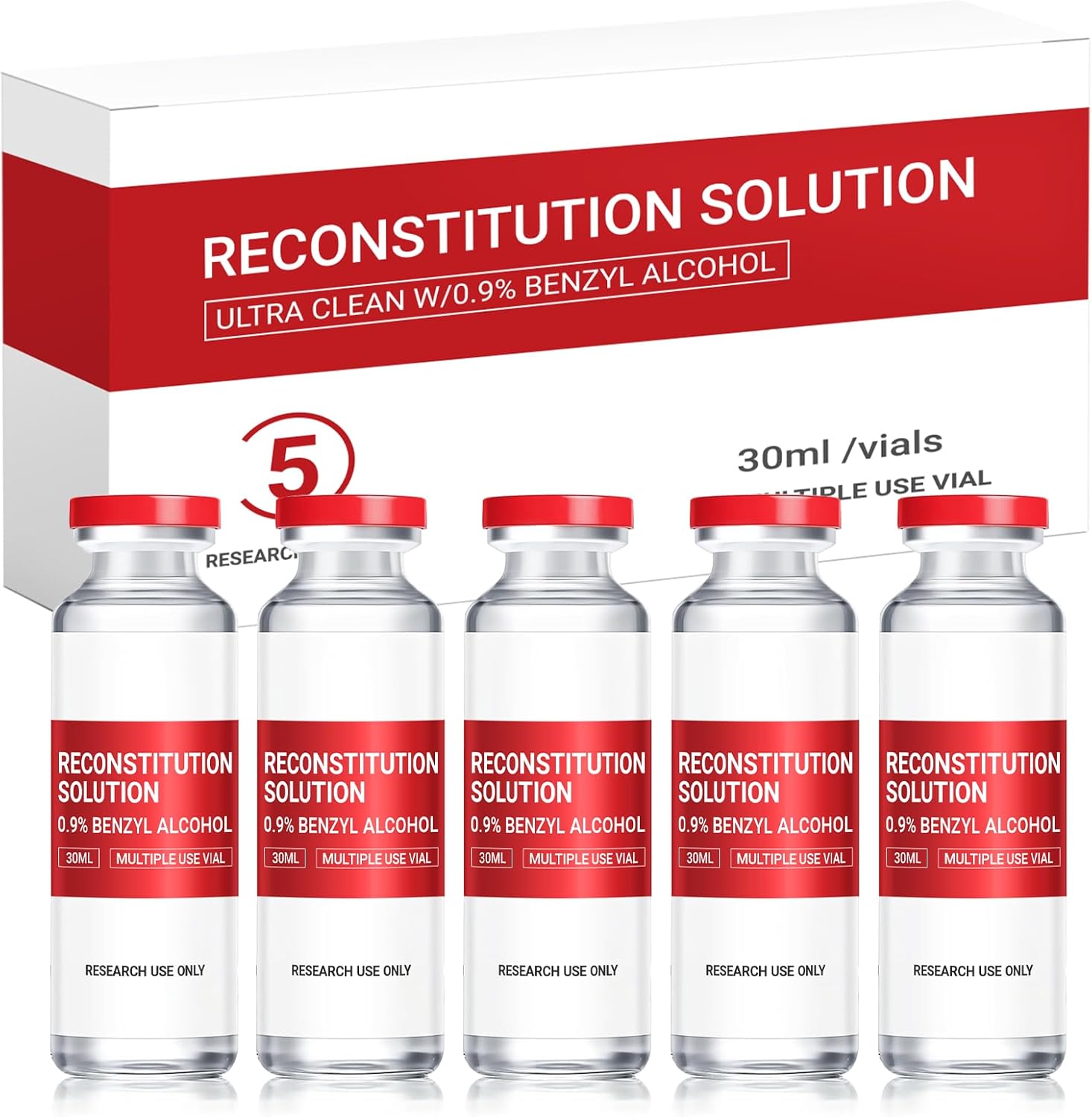 5 Pack Premium Glass Vials -30ML for Lab-Grade Clarity