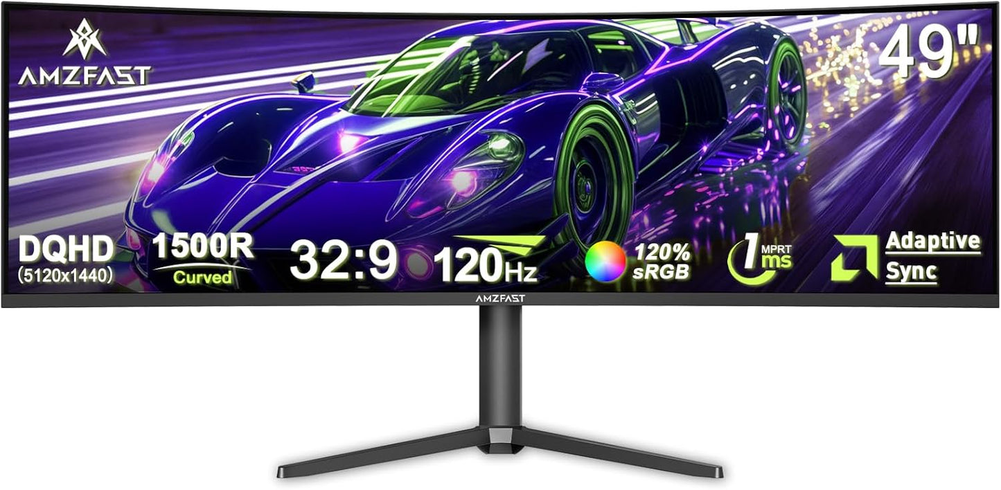 49 Inch Curved Monitor with 120Hz Refresh Rate for Gaming