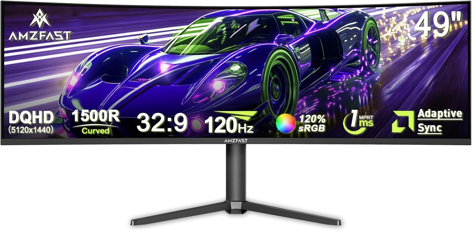 49 Inch Curved Monitor with 120Hz Refresh Rate for Gaming
