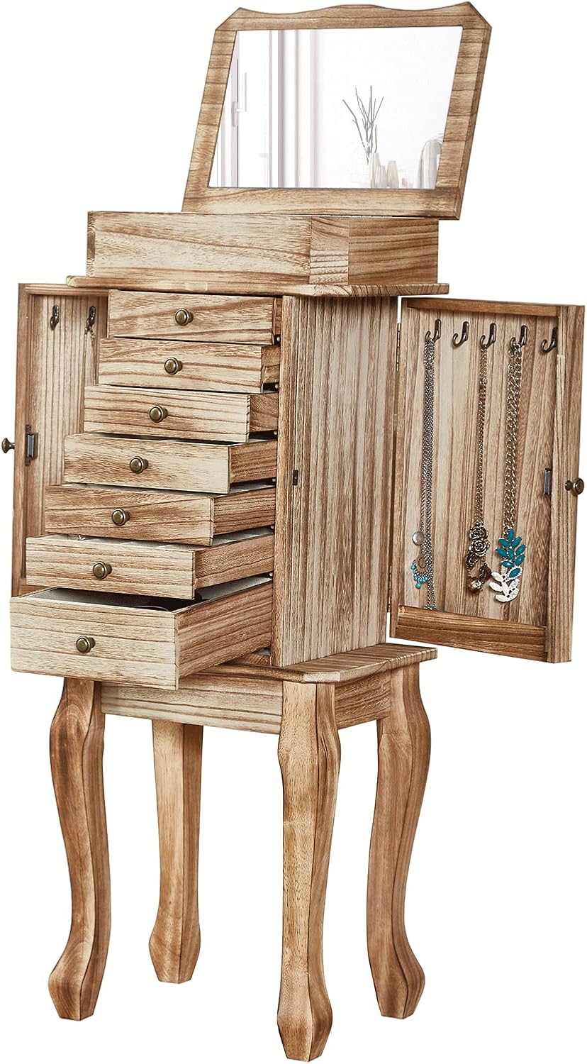 Standing Jewelry Armoire with 7 Drawers & 2 Side Doors