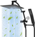 10x9 in Matte Black Rainfall Shower Head Combo - High Pressure