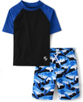 Boys' Short Sleeve Rashguard and Swim Trunk Set - UPF 50+ Sun
