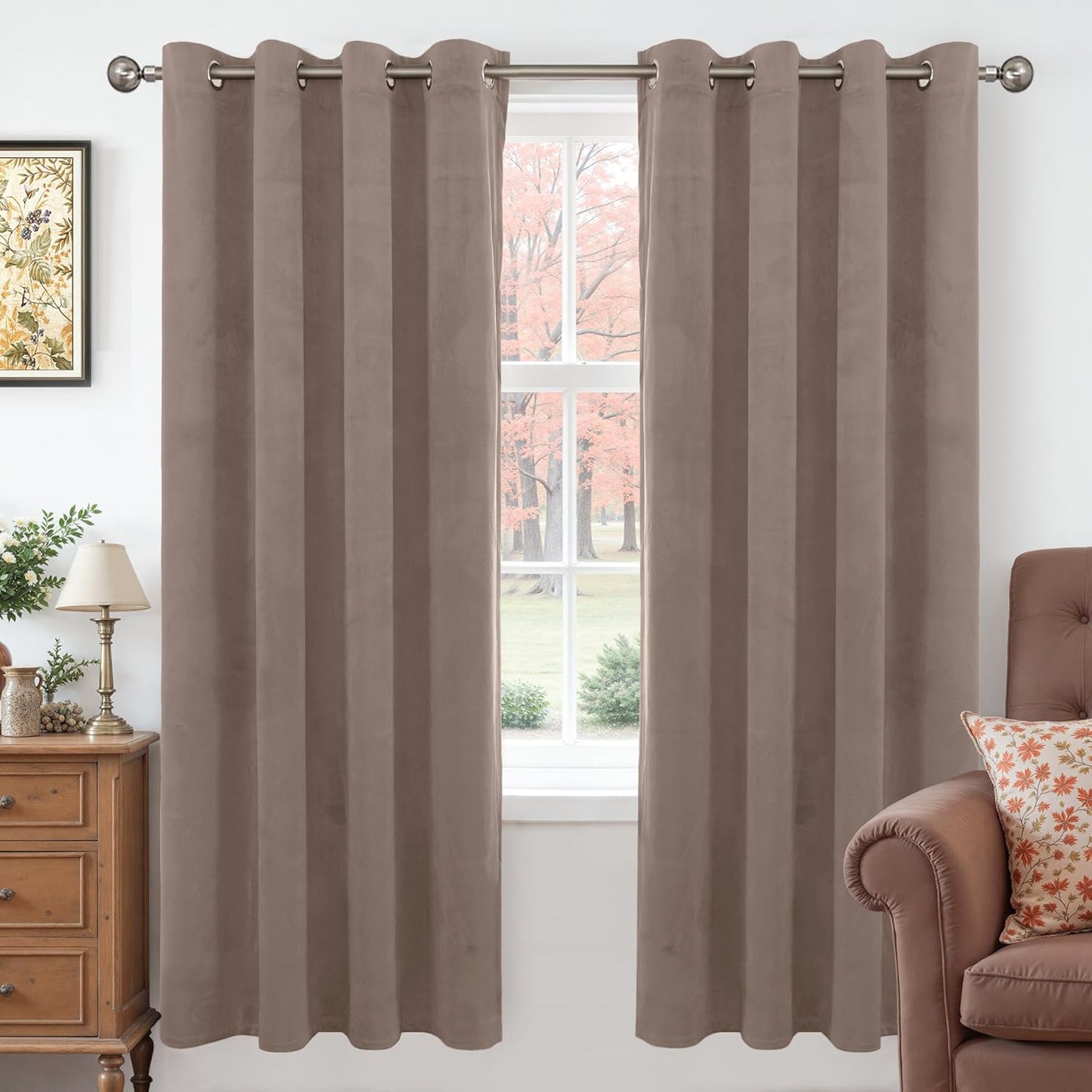 YoungsTex Camel Velvet Curtains for Living Room and Bedroom