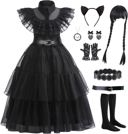 Black Costume Dress for Kids Girls Halloween Party Cosplay