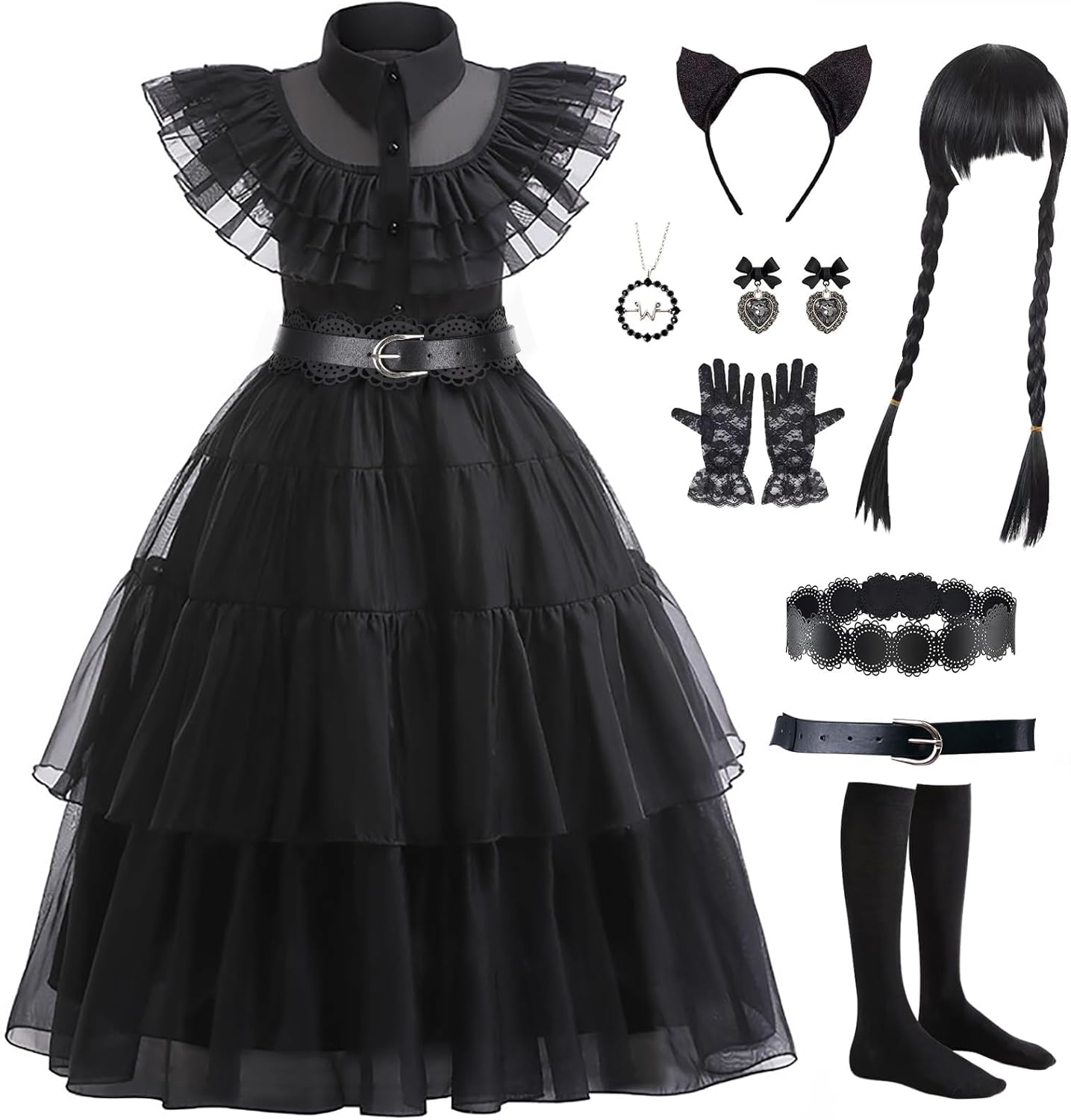 Black Costume Dress for Kids Girls Halloween Party Cosplay