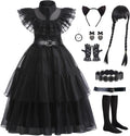 Girls Black Gothic Cosplay Dress with Accessories - Halloween Costume