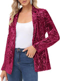 Women's Sequin Jackets Open Front Blazer - Sparkly Hip-Length