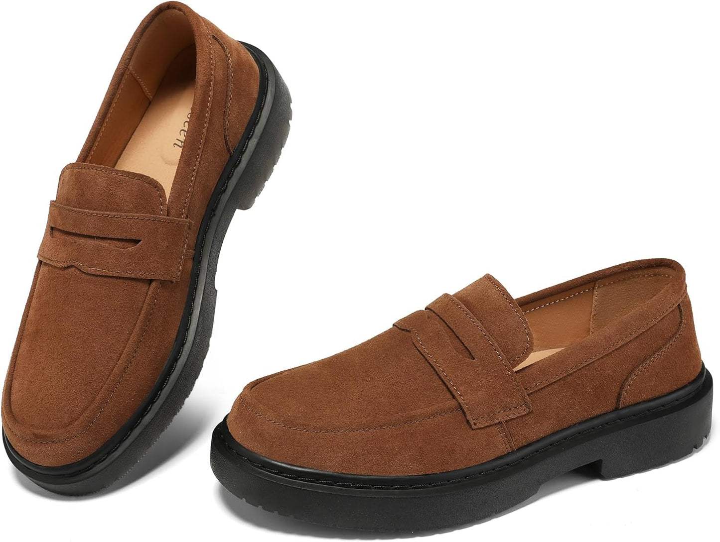 BEAUSEEN Women's Suede Penny Loafers for Comfortable Walking