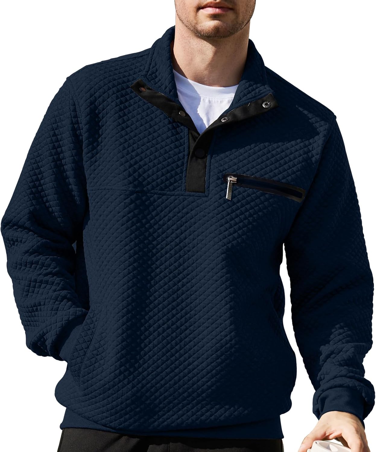 LBL Stand Collar Button Sweatshirt - Better Life Boost!