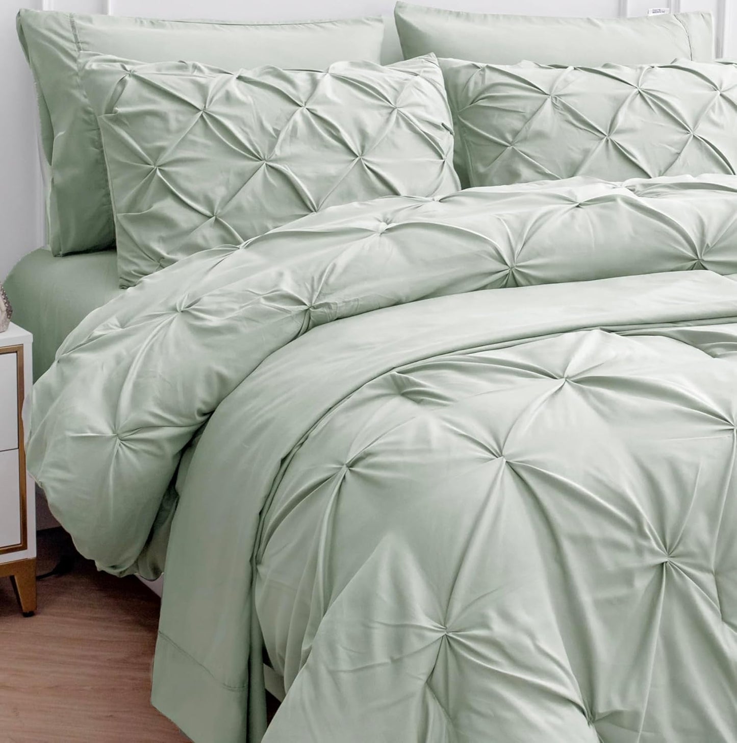 Comforter Set King Size - 7 Piece Bedding Set in Mineral