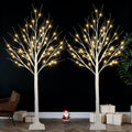 2-Pack 4FT Lighted Birch Tree for Indoor Christmas Decorations - Timer