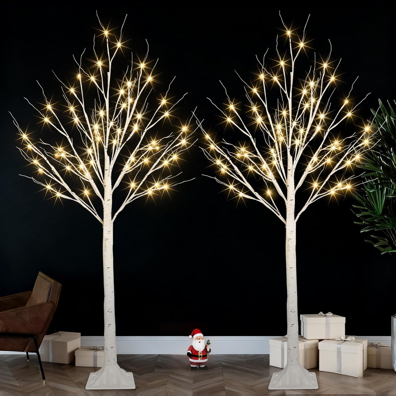 4FT Lighted Birch Tree for Indoor Christmas Decorations