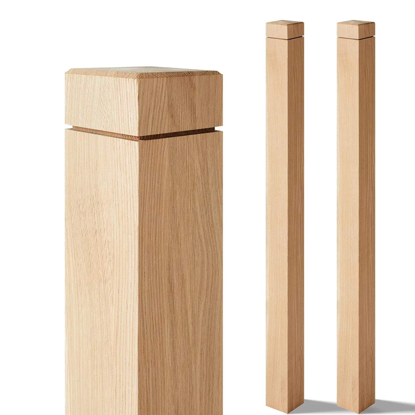 2 Pcs 3in x 3in x 48in Solid White Oak Stair Newel Post Set