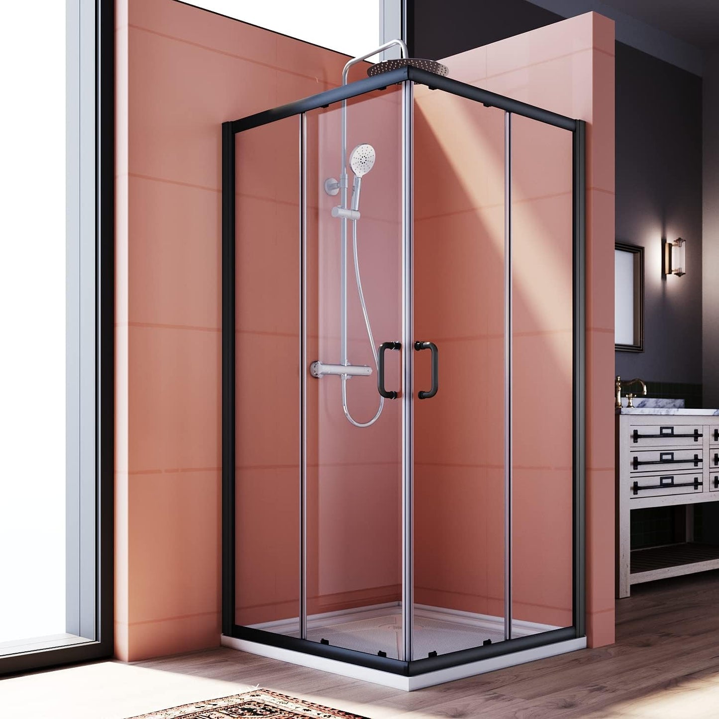 Elegant Corner Shower Enclosure with Double Sliding Doors