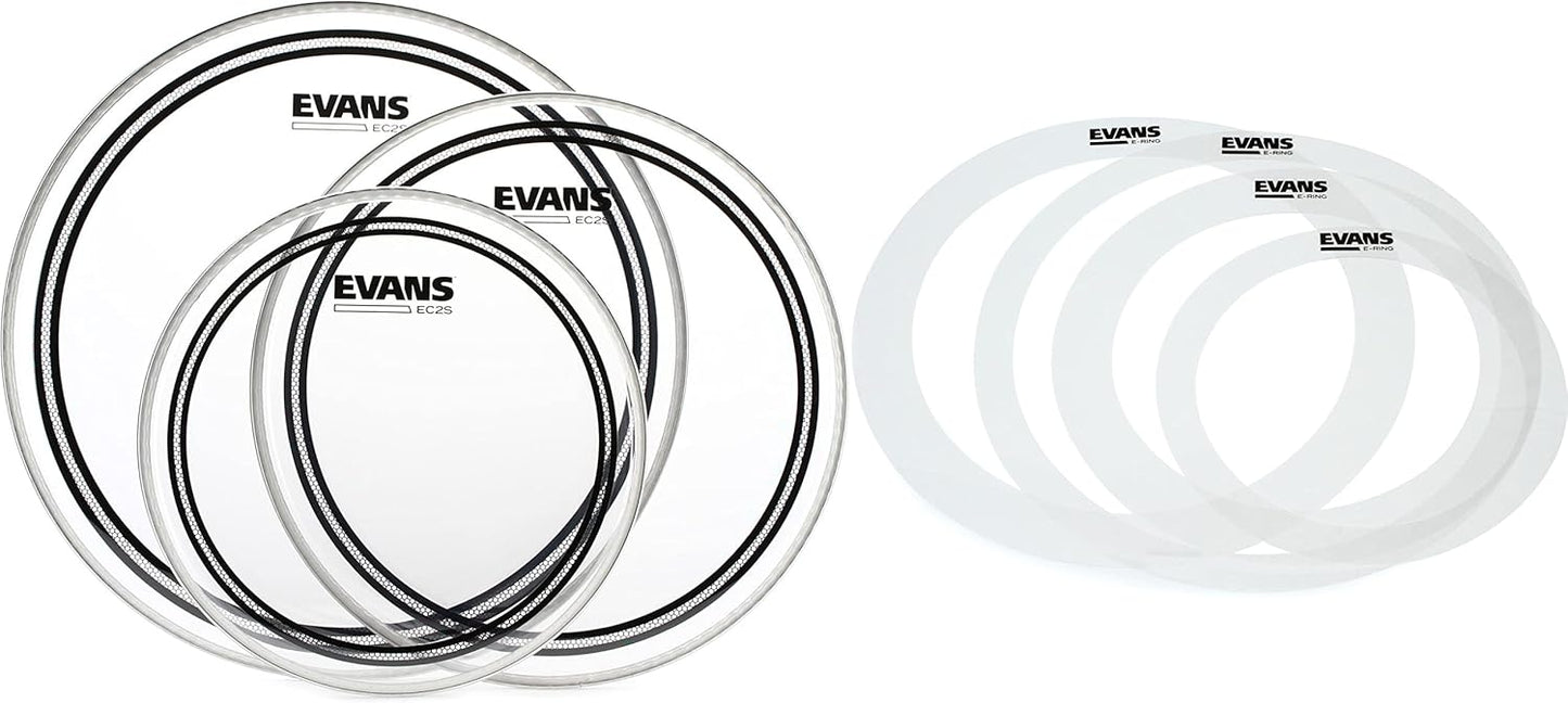 Evans EC2S Clear 3-piece Tom Pack with E-Rings Fusion Bundle