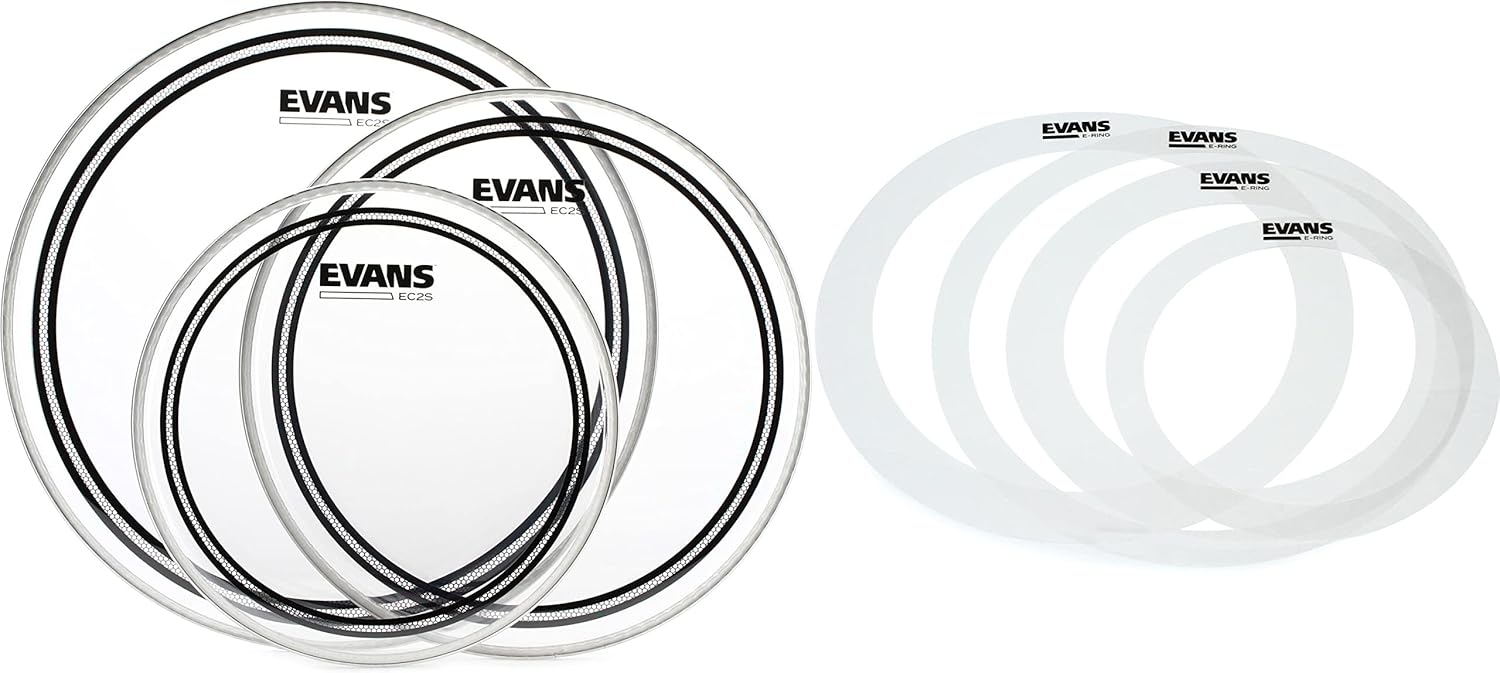 Evans EC2S Clear 3-piece Tom Pack with E-Rings Fusion Bundle