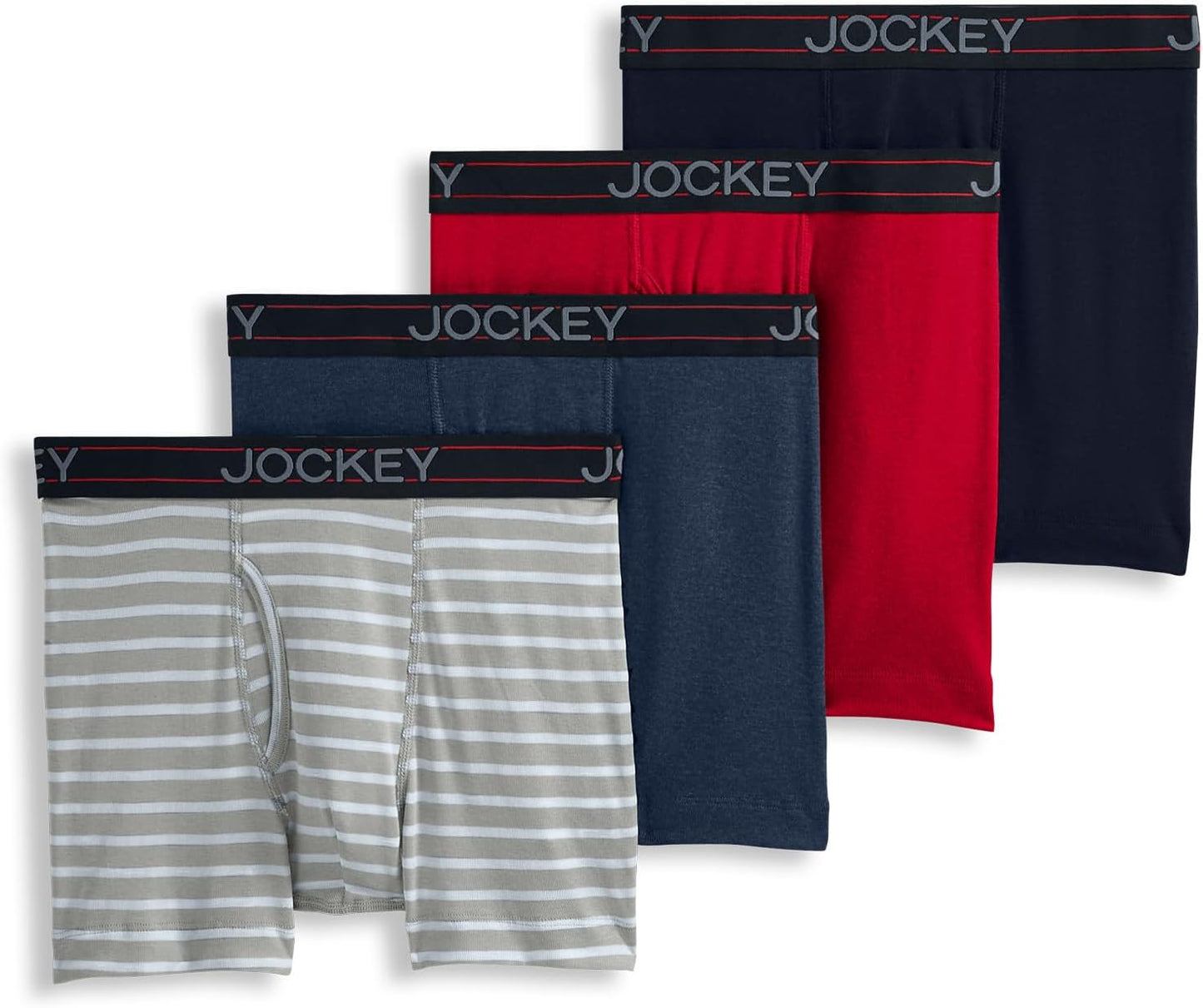 Jockey Men's Lightweight Cotton Blend 5in Boxer Briefs - 4 Pack