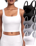 Womens Sports Bras 5 Packs - Square Neck Longline Workout Crop Tops It