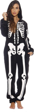 Just Love Skeleton Onesie Halloween Costume for Women - Cozy Fleece