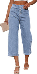 Sidefeel Women's Wide Leg Jeans High Waisted Capri - Comfortable Fit